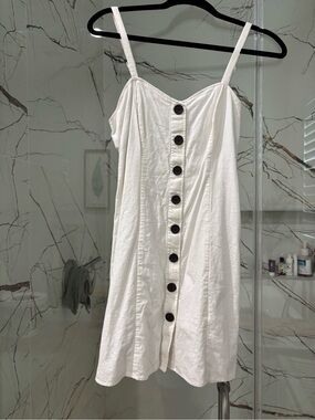 Express White Button-Front Mini Sundress